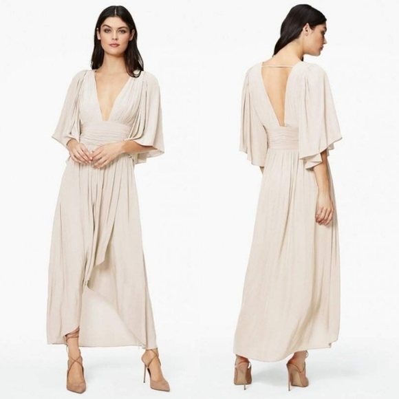 New Ramy Brook Kinslie Plunging Neckline Blush Light Pink Midi Dress NWT 2 US - Picture 1 of 17